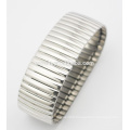 Casual style Top quality mirror polish mens and womens stretchable 316L stainless steel wide elastic bangle bracelet